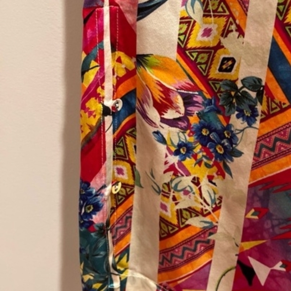 Johnny Was Multicolor Printed Cropped Wide-Leg Pants - Picture 9 of 9